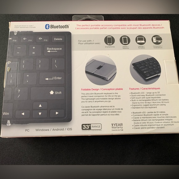 Aluratek Portable Aluminum Tri-Fold Bluetooth keyboard. - Picture 3 of 6